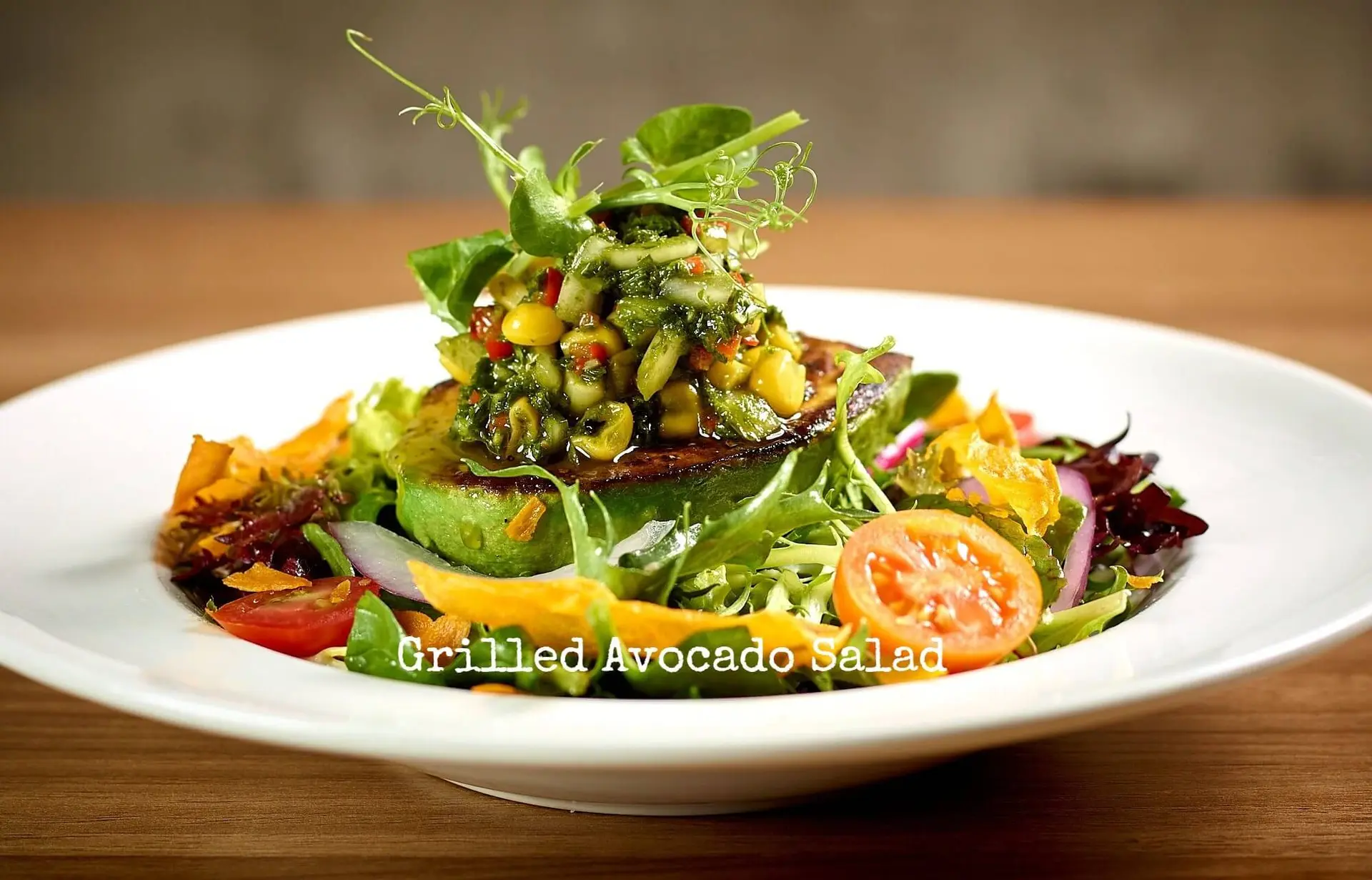 Grilled avocado salad at The Den